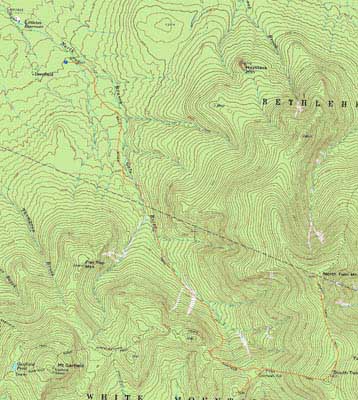 Topographic map of Galehead Mountain, South Twin Mountain, North Twin Mountain - Click to enlarge