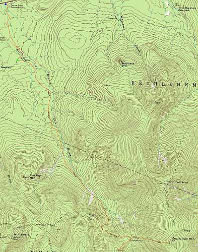 Topographic map of Galehead Mountain, South Twin Mountain - Click to enlarge