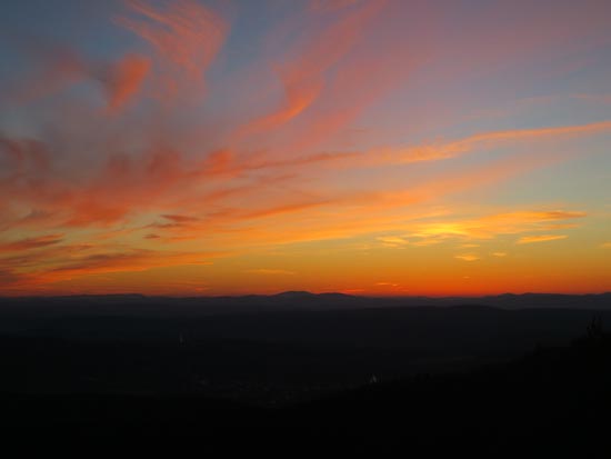 The sunset over Southern Vermont as seen from the Green Mountain ledges - Click to enlarge