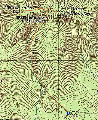 Topographic map of Green Mountain, Hanson Top - Click to enlarge