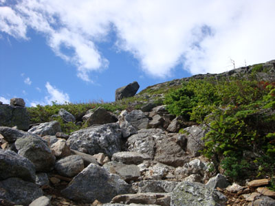 Looking up the Glen Boulder Trail near Glen Boulder