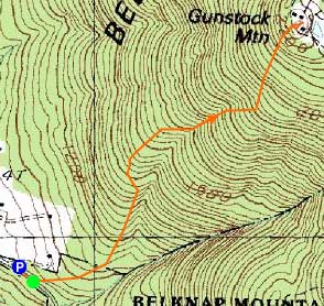 Topographic map of Gunstock Mountain