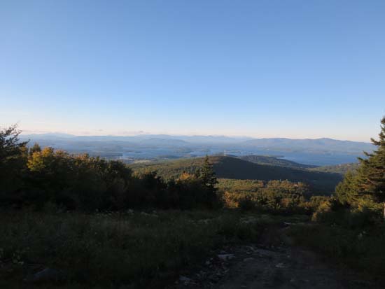 Looking over Mt. Rowe at Lake Winnipesaukee from near the summit of Gunstock Mountain - Click to enlarge