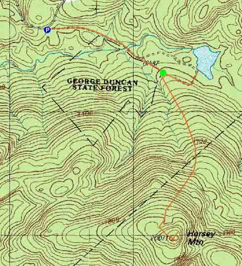 Topographic map of Hersey Mountain