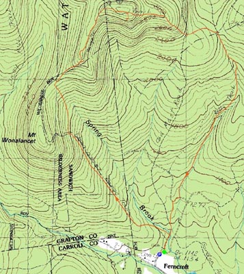 Topographic map of Hibbard Mountain, Wonalancet Hedgehog - Click to enlarge