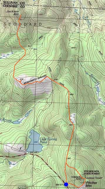 Topographic map of Hubbard Hill, Jackson Hill, Pitcher Mountain