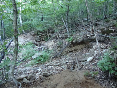 Old mine pits near the summit of Hurricane Mountain