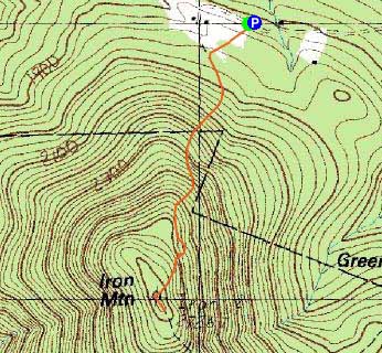 Topographic map of Iron Mountain - Click to enlarge