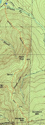 Topographic map of Noon Peak, Jennings Peak, Sandwich Mountain - Click to enlarge