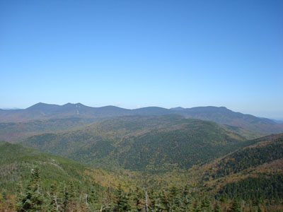Looking northeast at the Tripyramids, Sleepers, and Mt. Whiteface from the Jennings Peak summit - Click to enlarge