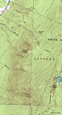 Topographic map of Kinsman Mountain (North Peak), Kinsman Mountain (South Peak) - Click to enlarge