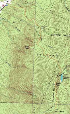 Topographic map of Kinsman Mountain (North Peak), Kinsman Mountain (South Peak) - Click to enlarge