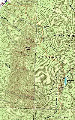 Topographic map of Kinsman Mountain (North Peak), Kinsman Mountain (South Peak) - Click to enlarge