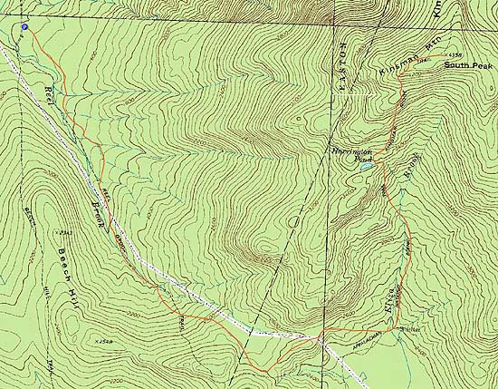 Topographic map of Kinsman Mountain (South Peak) - Click to enlarge