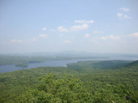 Looking east-southeast at the Belknaps from the Ladd Mountain ledge vista - Click to enlarge