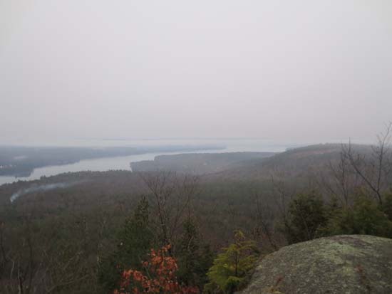 Looking at Lake Winnisquam from the Ladd Mountain ledge vista - Click to enlarge