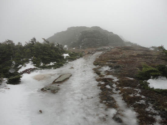 The icy Franconia Ridge Trail between Mt. Lincoln and Little Haystack