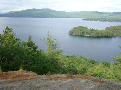 Looking at Newfound Lake from near the summit of Little Sugarloaf - Click to enlarge