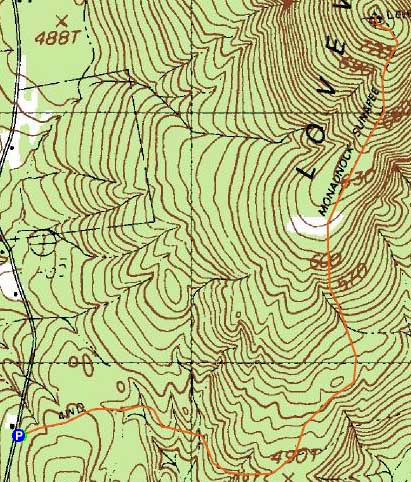 Topographic map of Lovewell Mountain