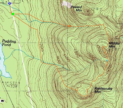 Topographic map of Middle Mountain, Rattlesnake Mountain - Click to enlarge