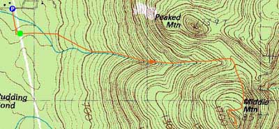 Topographic map of Middle Mountain - Click to enlarge