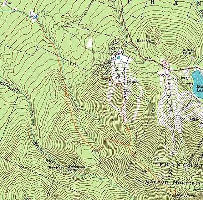 Topographic map of Mittersill Peak, Cannon Mountain