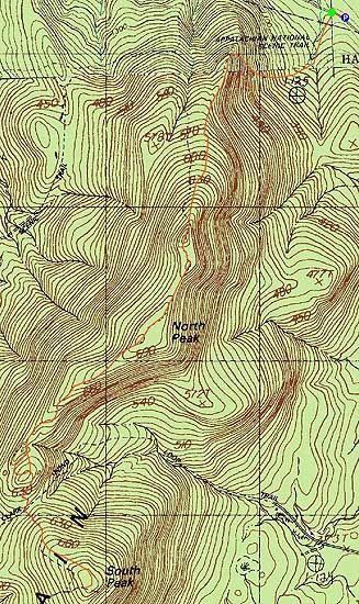 Topographic map of Moose Mountain (North Peak), Moose Mountain (South Peak)