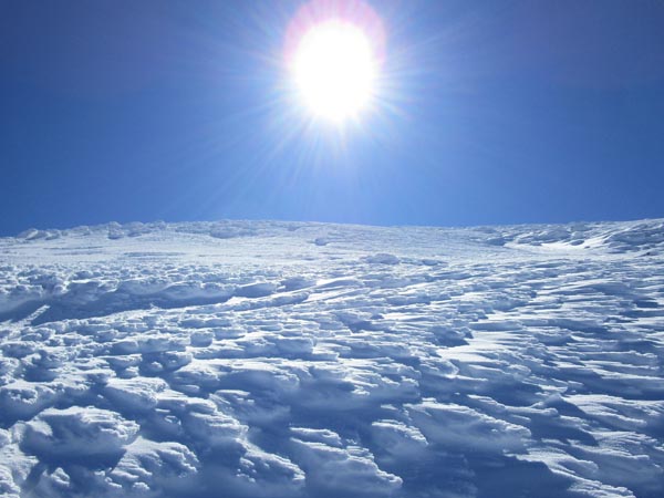 Ascending a snowfield on the way to Mt. Adams