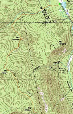 Topographic map of Mt. Avalon, Mt. Field, Mt. Willey - Click to enlarge