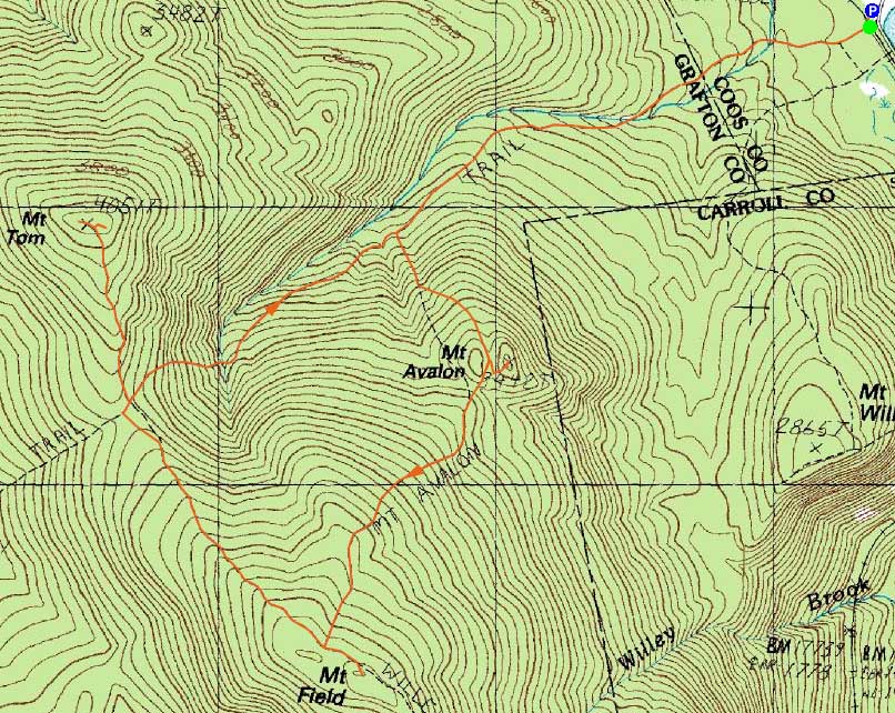 Mt Avalon Mt Field Mt Tom - Mtavalonmapbig 2009 0805