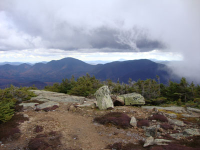 Mt. Carrigain and Mt. Hancock as clouds pass over the Mt. Bond summit - Click to enlarge