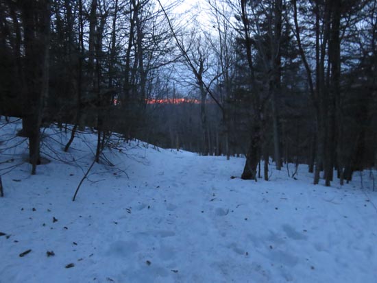 Looking down the West Ridge Trail after sunset