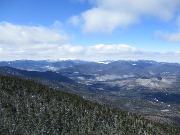 Looking at the Franconia Ridge and Mt. Bond from the Mt. Carrigain summit lookout tower - Click to enlarge