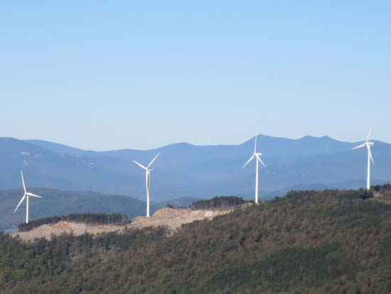 Looking through the Groton Wind Farm toward Waterville Valley from Mt. Crosby - Click to enlarge
