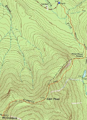 Topographic map of Mt. Osceola (East Peak), Mt. Osceola - Click to enlarge