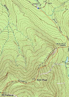 Topographic map of Mt. Osceola (East Peak), Mt. Osceola - Click to enlarge