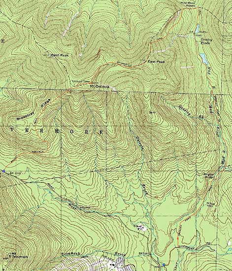 Topographic map of Mt. Osceola (East Peak), Mt. Osceola - Click to enlarge