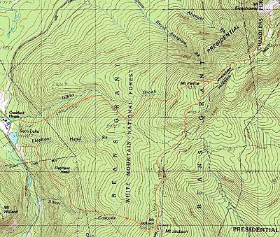 Topographic map of Mt. Eisenhower, Mt. Pierce, Mt. Jackson - Click to enlarge