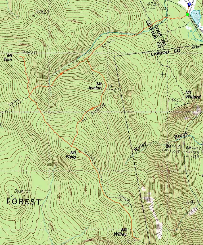 Mt. Field, Mt. Willey, Mt. Tom New Hampshire February 10, 2010 Hike