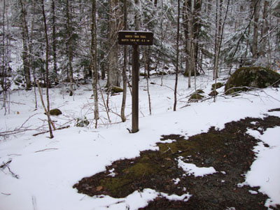 The North Twin Trail trailhead at the end of Haystack Road