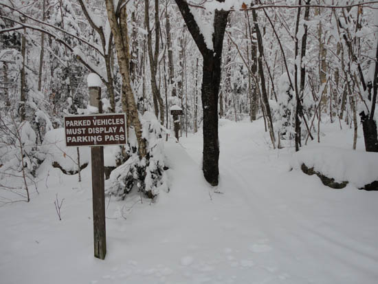 The North Twin Trail trailhead at the end of Haystack Road