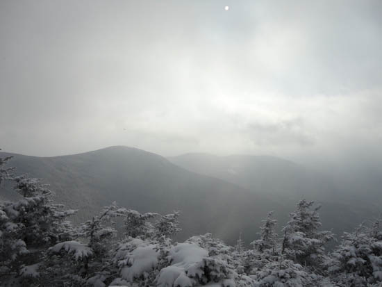 Somewhat limited views due to snowfall from the North Hancock viewpoint - Click to enlarge