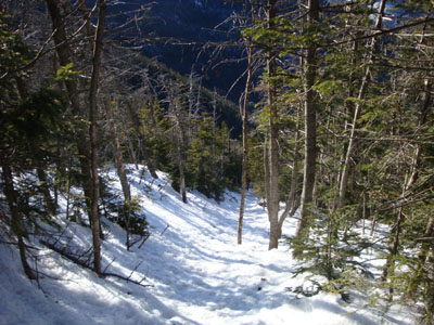 Looking down the Hancock Loop Trail on the way to the north peak