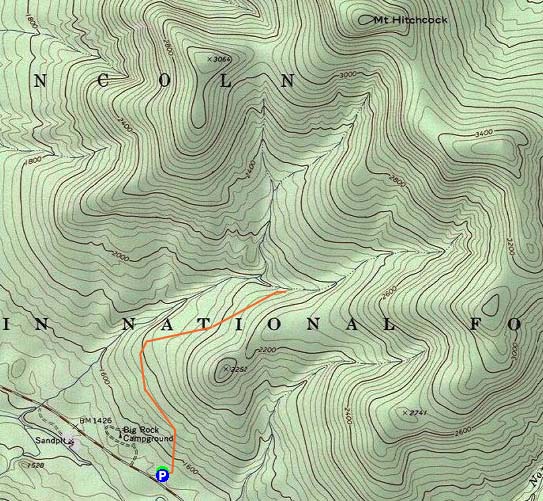 Topographic map of Mt. Hitchcock (South Peak), Mt. Hitchcock