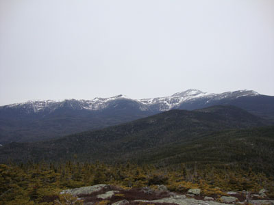 Looking at Mt. Monroe, Mt. Washington, and Boott Spur from Mt. Isolation - Click to enlarge