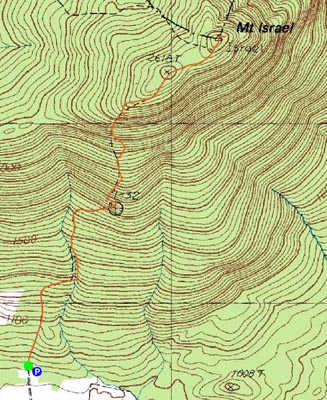 Topographic map of Mt. Israel - Click to enlarge