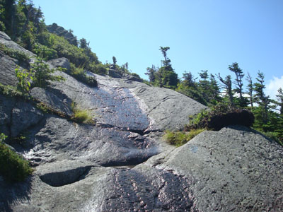 Looking up the steep, rocky section of the Webster-Jackson Trail just below the summit of Mt. Jackson