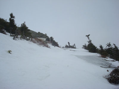 Looking up the Webster-Jackson Trail near the summit