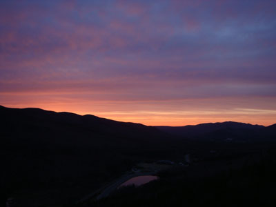 Sunset colors as seen from Bugle Cliff