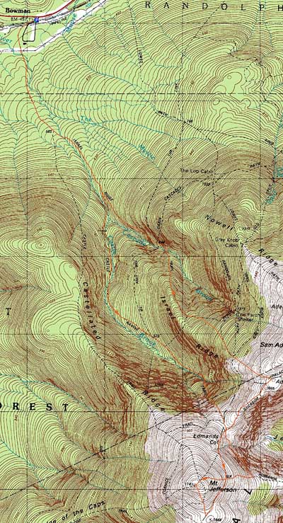 Topographic map of Mt. Jefferson - Click to enlarge